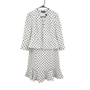 Nine West Women's Polka Dot Two Piece Set Dress with Cardigan Business Casual